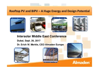 Rooftop PV and BIPV  A Huge Energy and Design Potential  Intersolar Middle East Conference