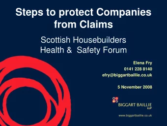 Steps to protect Companies  from Claims  Scottish Housebuilders  Health &amp;  Safety Forum  Elena