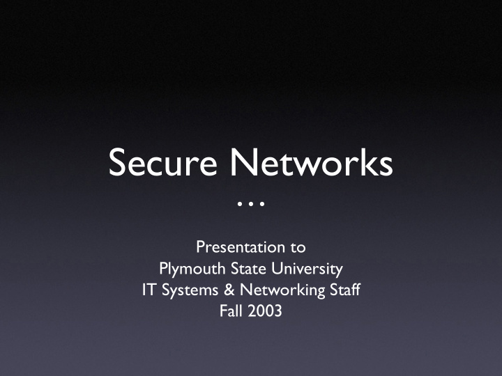 secure networks