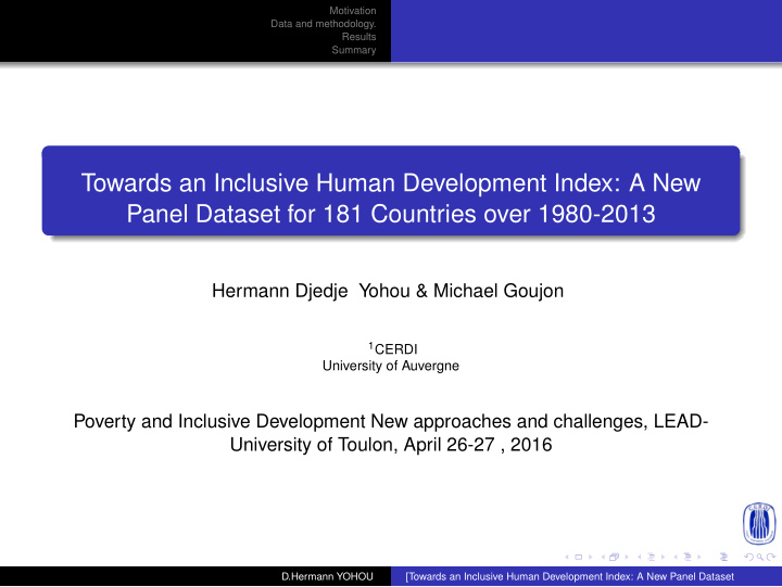 towards an inclusive human development index a new panel