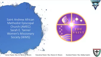 Methodist Episcopal  Church (AMEC)  Sarah E. Tanner  Womens Missionary  Society (WMS)  Senior