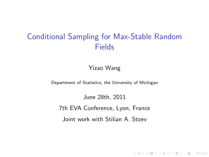 conditional sampling for max stable random fields