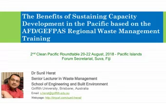 The Benefits of Sustaining Capacity  Development in the Pacific based on the  AFD/GEFPAS Regional
