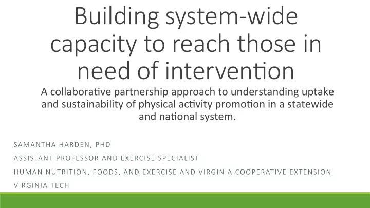 building system wide capacity to reach those in need of