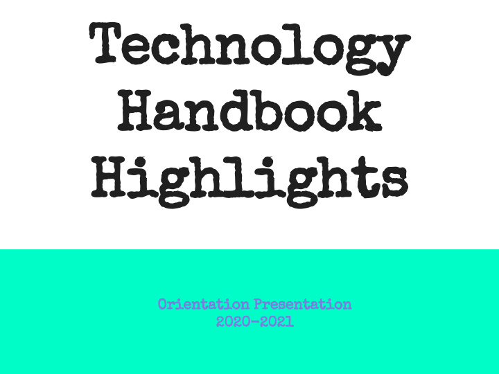 technology handbook highlights