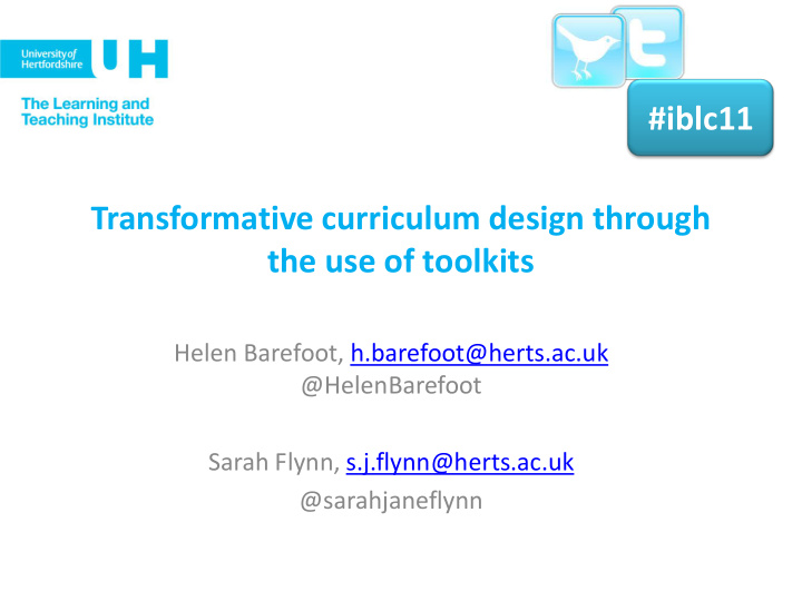 iblc11 transformative curriculum design through the use