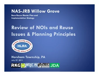 Review of NOIs and Reuse  Issues &amp; Planning Principles  Horsham Township, PA  July 27, 2011