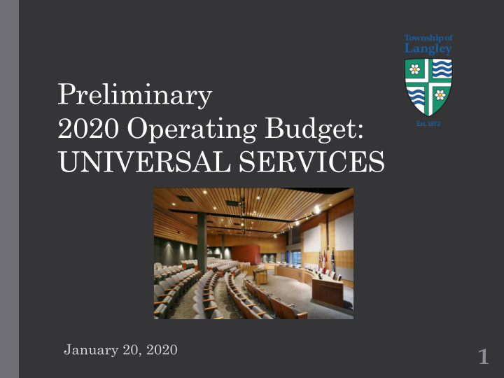 preliminary 2020 operating budget universal services