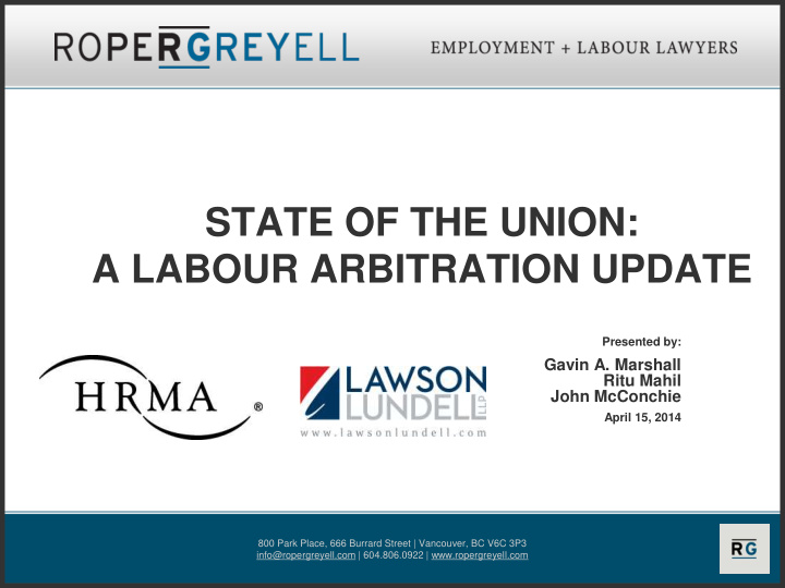 state of the union a labour arbitration update presented