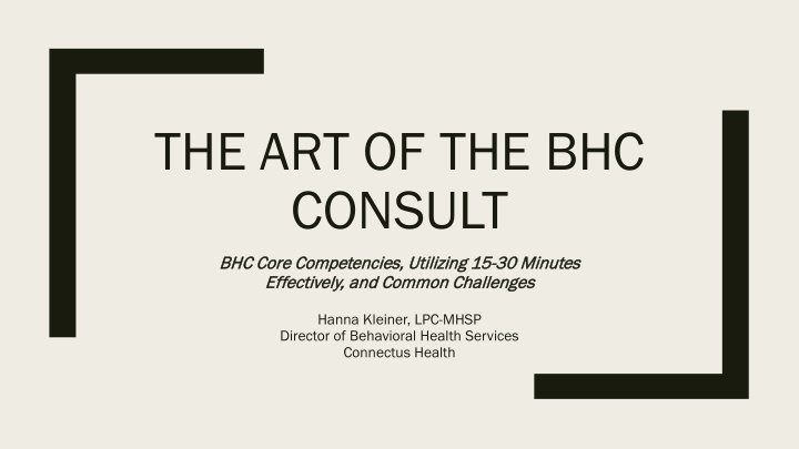 the art of the bhc consult