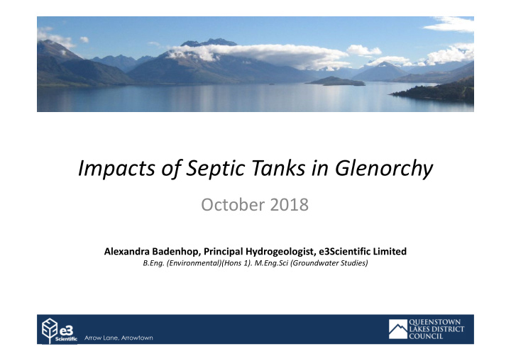 impacts of septic tanks in glenorchy