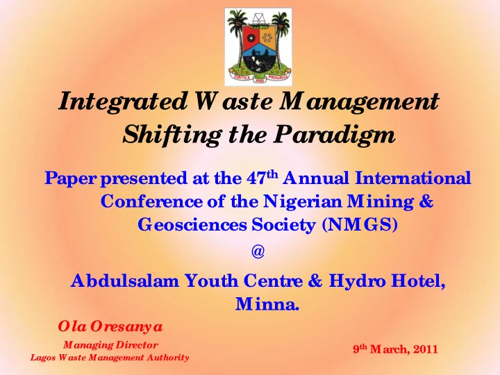 integrated w aste management shifting the paradigm