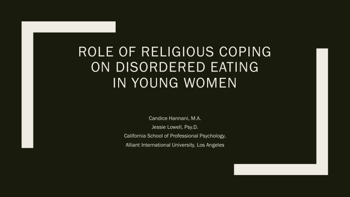 role of religious coping on disordered eating in young