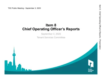 Item 8  Chief Operating Officers Reports  September 3, 2020  Tenant Services Committee  Item 8 -