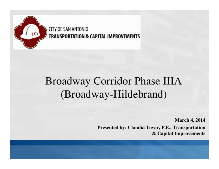 broadway corridor phase iiia broadway hildebrand