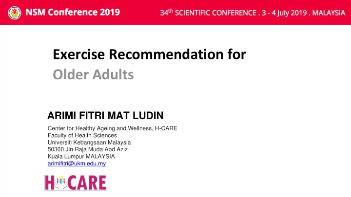 arimi fitri mat ludin center for healthy ageing and