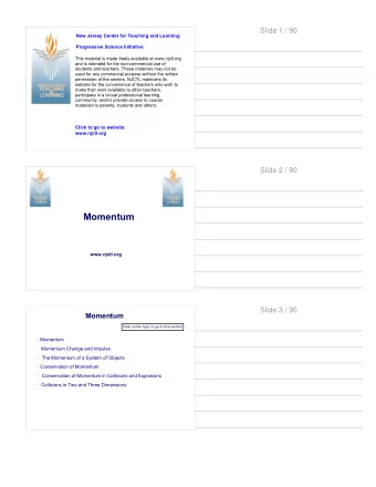 Momentum  www.njctl.org  Slide 3 / 90  Momentum  Click on the topic to go to that section