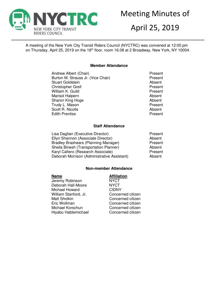 meeting minutes of april 25 2019