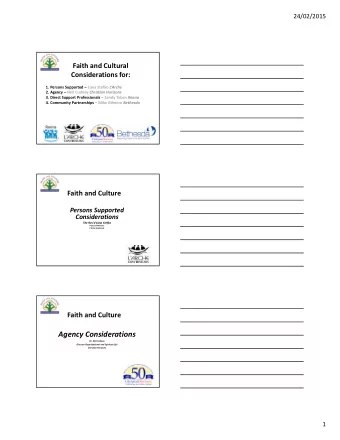 Agency Considerations  Dr. Neil Cudney  Director Organizational and Spiritual Life  Christian