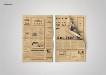 Breakfast Menu  Breakfast Menu Paper: PopSet Fawn 120g  Size:  594 x 420 mm  Scale:  40%