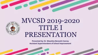 TITLE I  PRESENTATION  Presented by: Dr. Waveline Bennett-Conroy  Assistant Superintendent of