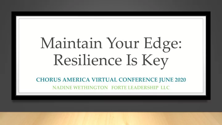 resilience is key
