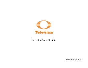 Investor Presentation Second Quarter 2016  Forward looking statements This presentation contains