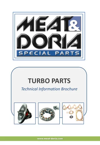 TURBO PARTS  Technical Information Brochure  www.meat-doria.com  TURBO TURBO introduction  As the