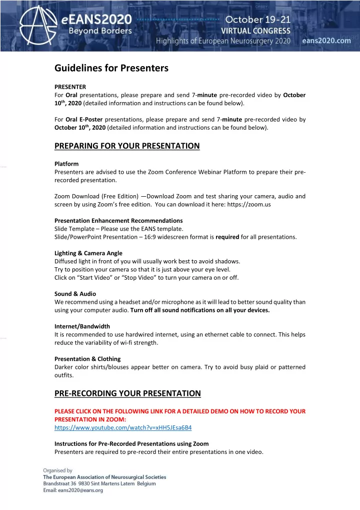 guidelines for presenters