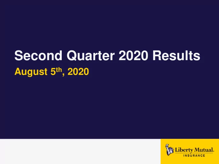 second quarter 2020 results