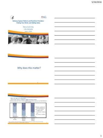 5/26/2016  Delivery System Reform and Nutrition Providers:  Finding Your Niche and Adding Value