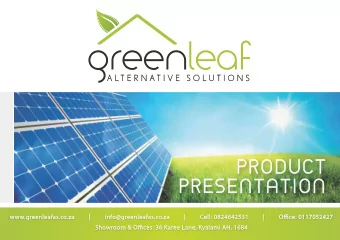 greenleaf  A L T E R N A T I V E  S O L U T I O N S  PRODUCT  PRESENTATION  www.greenleafas.co.za