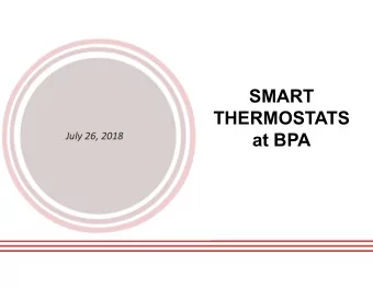 SMART  THERMOSTATS  EE Measure    Existing  measure based on HVAC  at BPA  July 26, 2018  energy