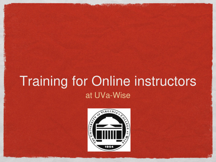 training for online instructors