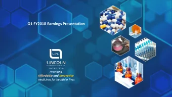 Q1 FY2018 Earnings Presentation  Providing  Affordable and Innovative  medicines for healthier