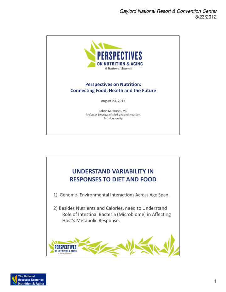 understand variability in responses to diet and food