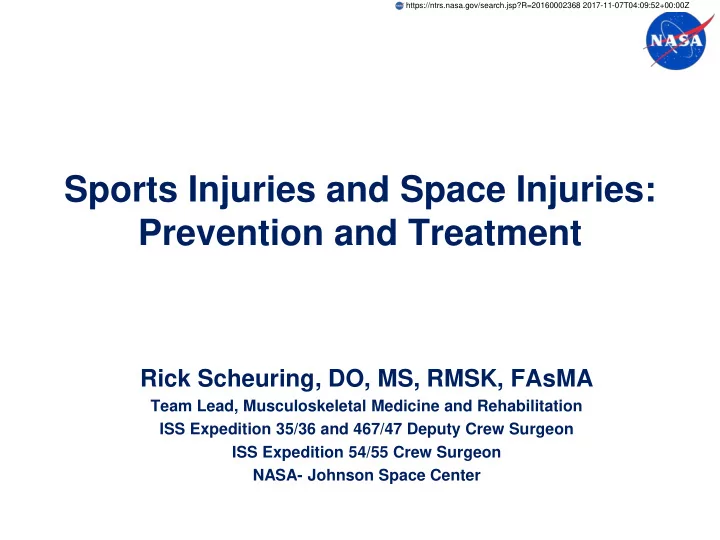 sports injuries and space injuries prevention and