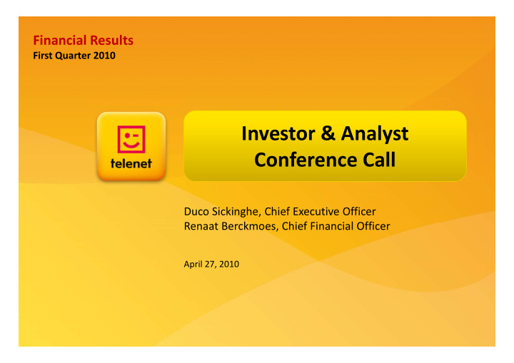 investor analyst investor analyst conference call