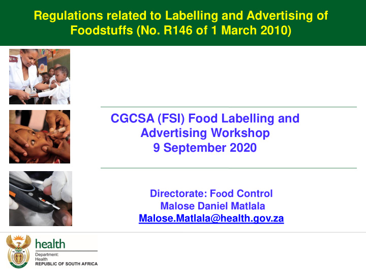 regulations related to labelling and advertising of
