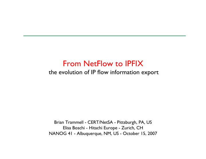 from netflow to ipfix