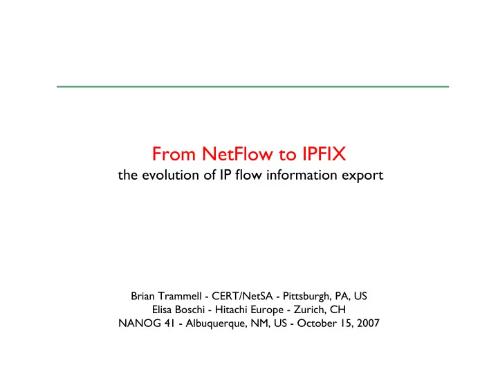 from netflow to ipfix