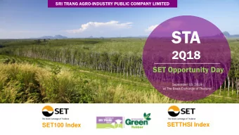 STA  2Q18  SET Opportunity Day  September 13, 2018  at The Stock Exchange of Thailand  SETTHSI
