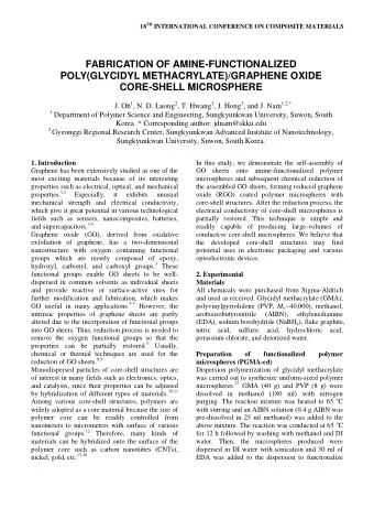 FABRICATION OF AMINE-FUNCTIONALIZED  POLY(GLYCIDYL METHACRYLATE)/GRAPHENE OXIDE  CORE-SHELL