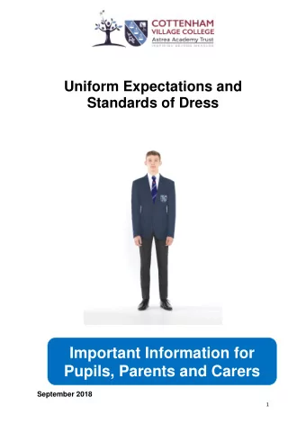 Important Information for  Pupils, Parents and Carers  September 2018  1 Introduction