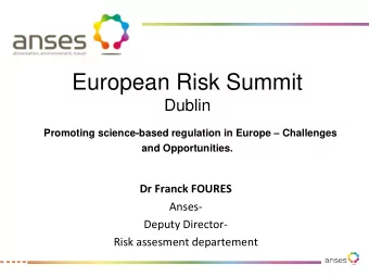 Anses-  Deputy Director-  Risk assesment departement Are the French inveterate moaners ? Are the