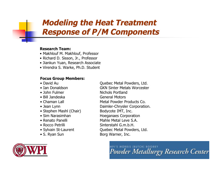 modeling the heat treatment modeling the heat treatment