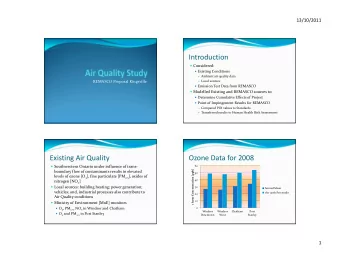 Introduction  Considered:  Existing Conditions  Ambient air quality data REMASCO Proposal