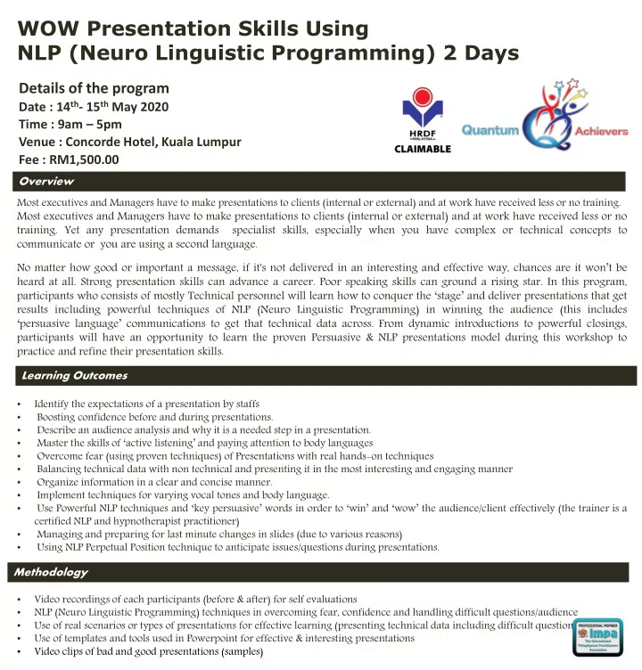 wow presentation skills using