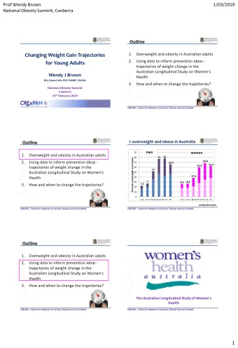for Young Adults  trajectories of weight change in the  Australian Longitudinal Study on Womens