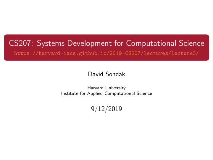cs207 systems development for computational science